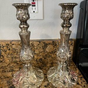 WM A Rogers Silver Candlesticks